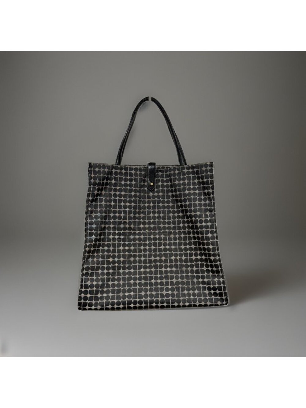Kate Spade New York Black Beige Geometric Jacquard Classic Print Large Tote Bag